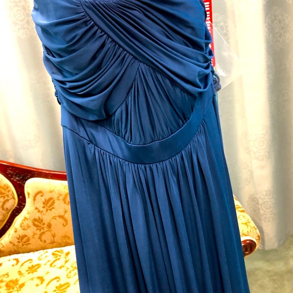 Dessy Estate Blue Strapless Maxi Bridesmaids Dress - Picture 5 of 11